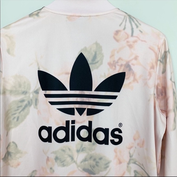 Adidas | Pastel Rose Track Jacket Floral Pink M - Picture 2 of 7